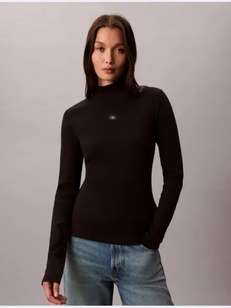 Calvin Klein Jeans Bluză cu gât negru
