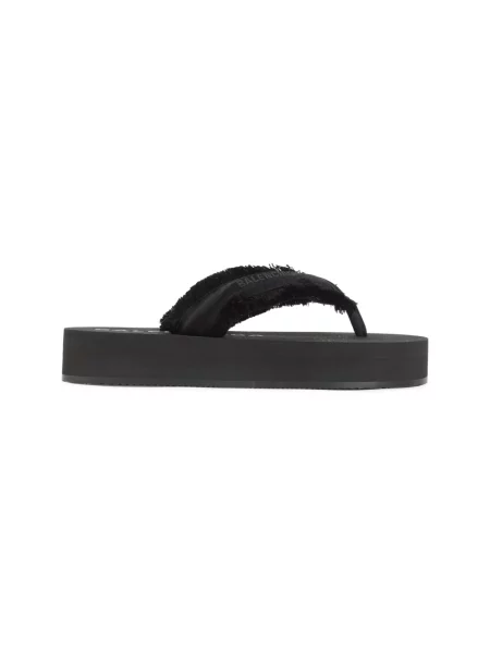Lniane klapki Balenciaga czarne