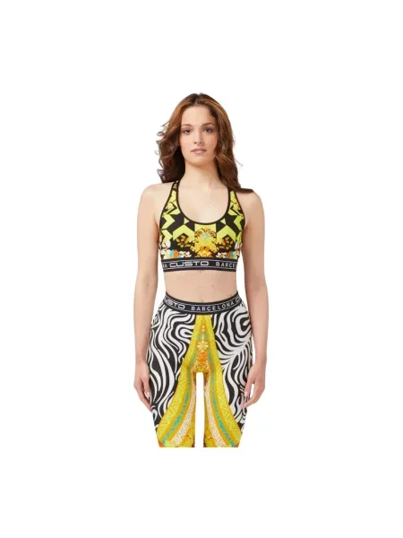Biustonosz Custo Barcelona ze stretchu elegancki z nadrukiem żółty