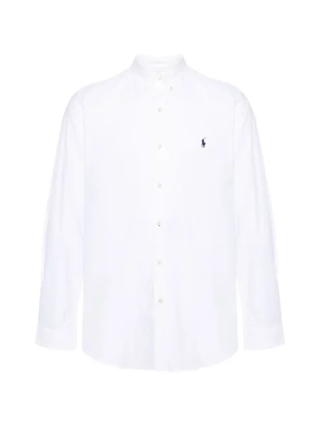 Плетен пухен елец Polo Ralph Lauren с V-образно деколте кафяво