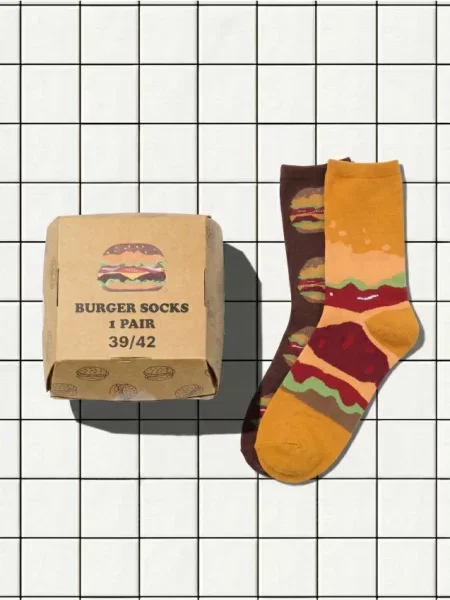 Sinsay ponožky s hamburgery 2 pack vícebarevná