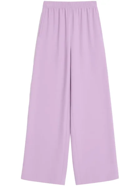Pantaloni Valentino Garavani de mătase violet