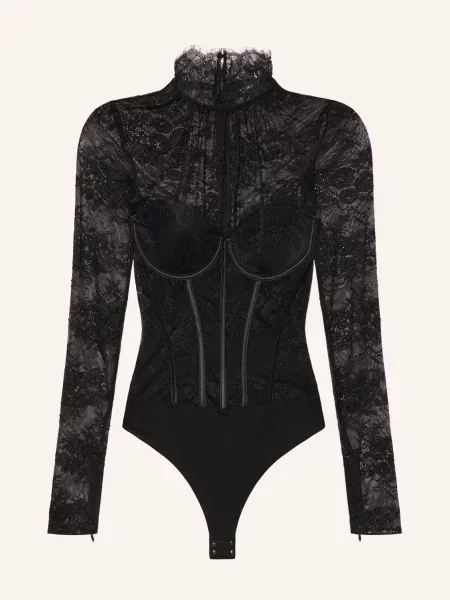 Retrofête Body Valentina Lace Z Krajky černá