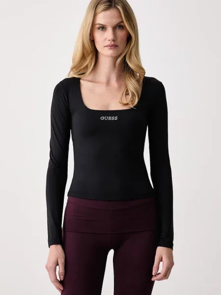 Tricou cu mânecă lungă Guess negru