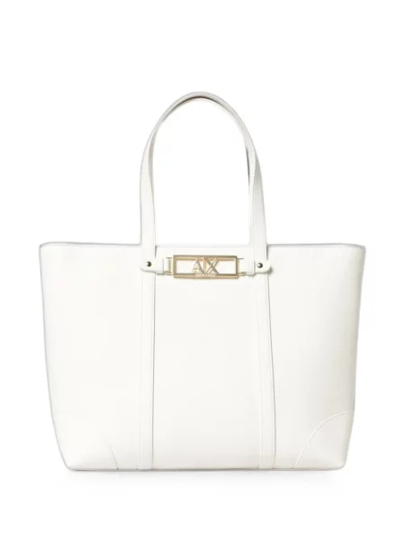 Geantă shopper Armani Exchange cu autograf alb