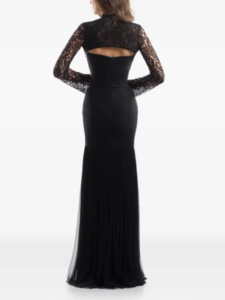 Rochie maxi Imroska cu volane din dantelă negru