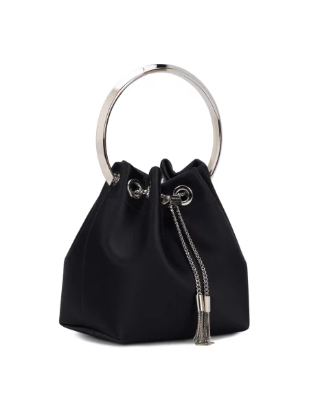 Satynowy kapelusz Jimmy Choo czarny