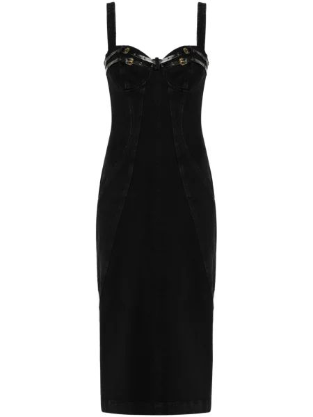Midi sukienka jeansowa Versace Jeans Couture garniturowa czarna