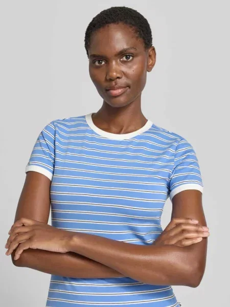 Męski t-shirt o kroju regular fit z mieszanki bawełny Tom Tailor Denim błękitna