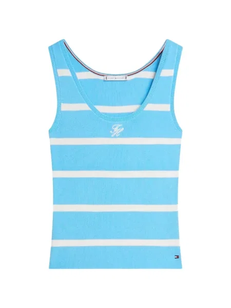 Top Tommy Hilfiger cu broderie albastru