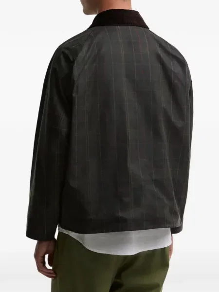 Καρό παλτό Barbour International κοτλέ με σχέδιο καφέ