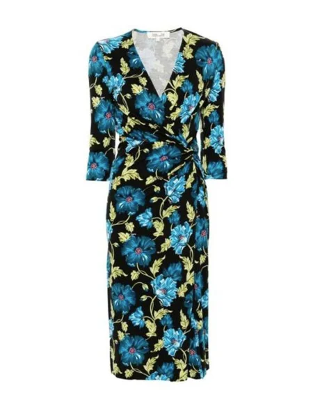 Sukienka midi Diane Von Furstenberg w kwiatki do kolan czarna