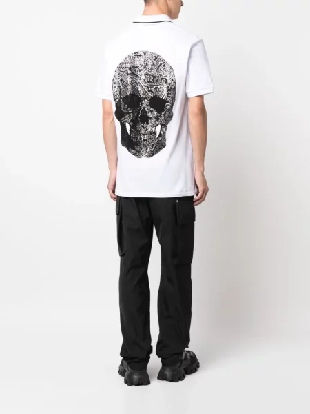 Polo marškinėliai Philipp Plein su paisley raštu balta