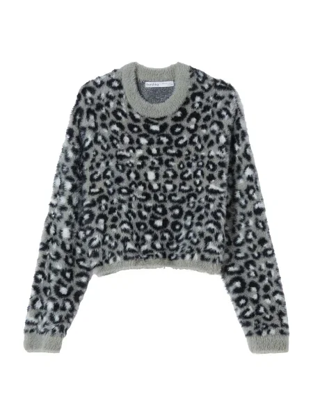 Bershka Pulover gri / negru alb
