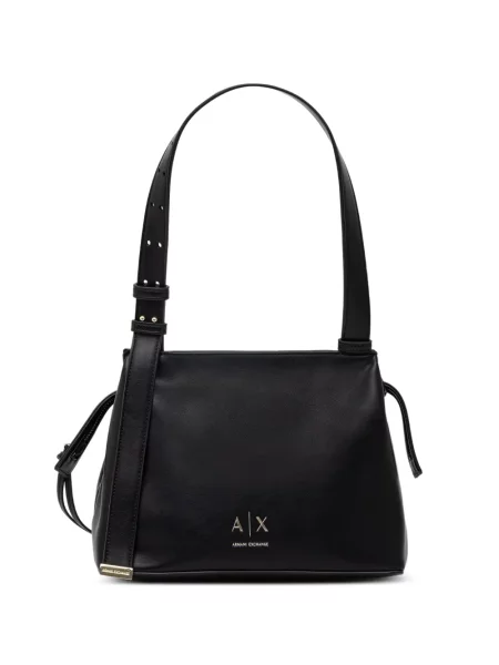 Geantă Armani Exchange cu bretele cu autograf negru
