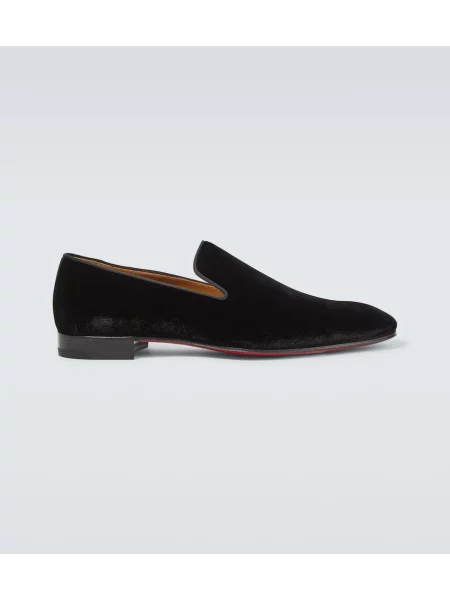 Pantofi loafer Christian Louboutin de catifea negru