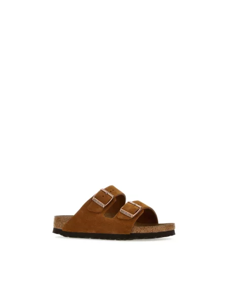 Klapki Birkenstock skórzane brązowe