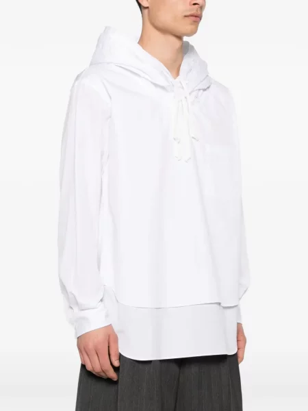 Hanorac cu glugă Comme Des Garcons Homme Plus lung alb