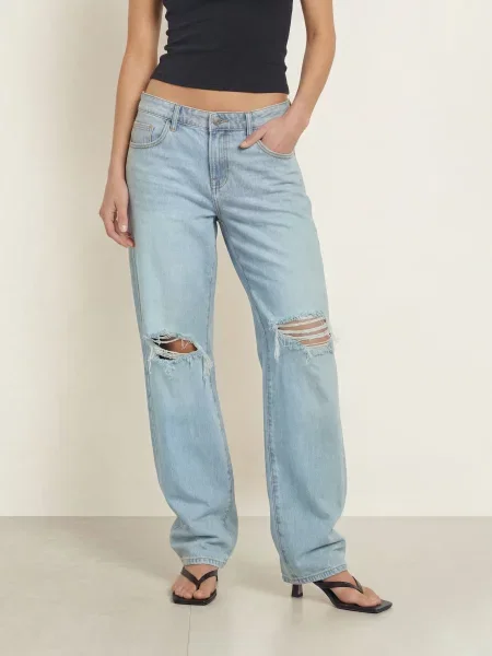 Good American Jeansy W Stylu Destroyed blau