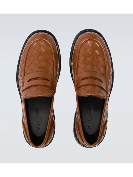 Pantofi loafer Bottega Veneta din piele maro