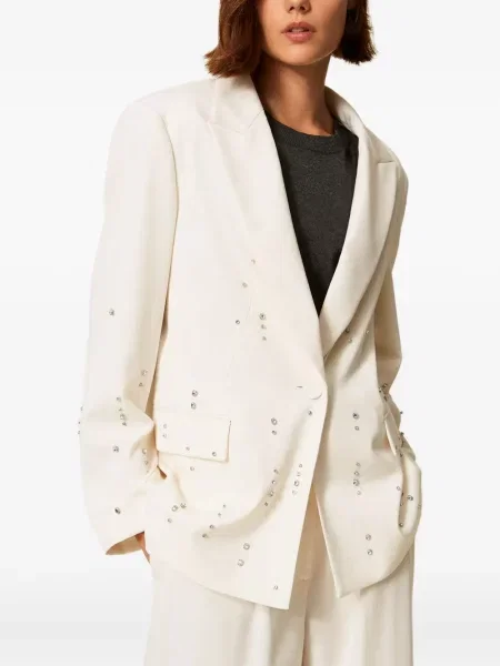 Sacou Twinset de cristal alb