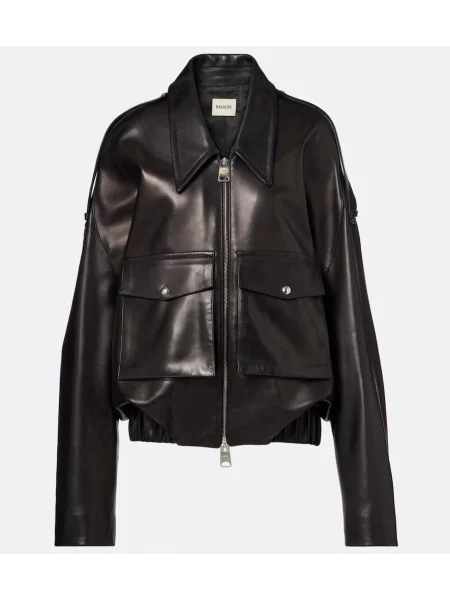 Geanta de piele Khaite negru