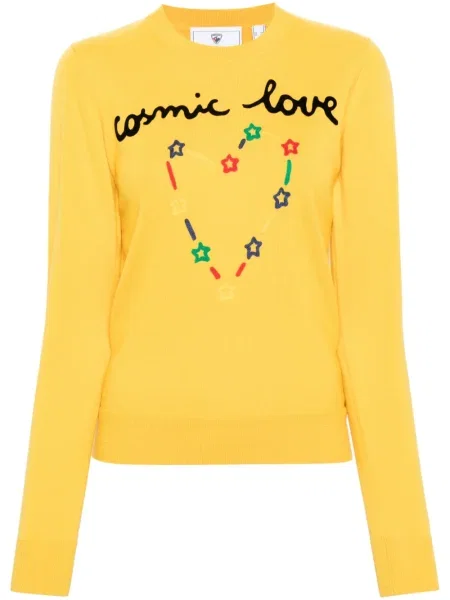 Haftowany sweter Rossignol z wełny merino żółty