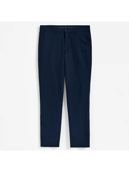 Reserved Chino slim nadrág lenkeverékkel tengerészkék