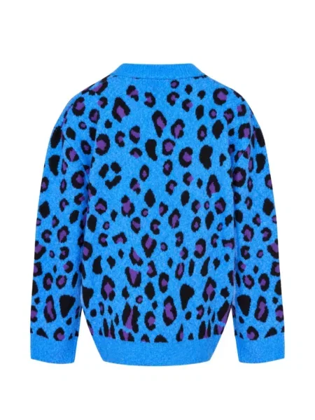 Cardigan Mardi Mercredi cu imagine cu model leopard albastru