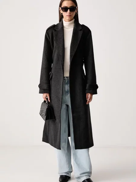 Karl Lagerfeld Jeans plašč z volno siva