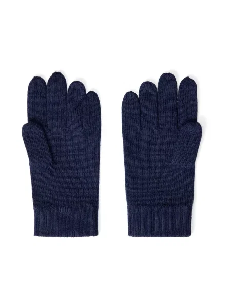 Rękawiczki z palcami z wełny z wyhaftowanym logo Polo Ralph Lauren granatowe