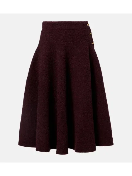 Dzianinowa spódnica midi Bottega Veneta do kolan bordowa