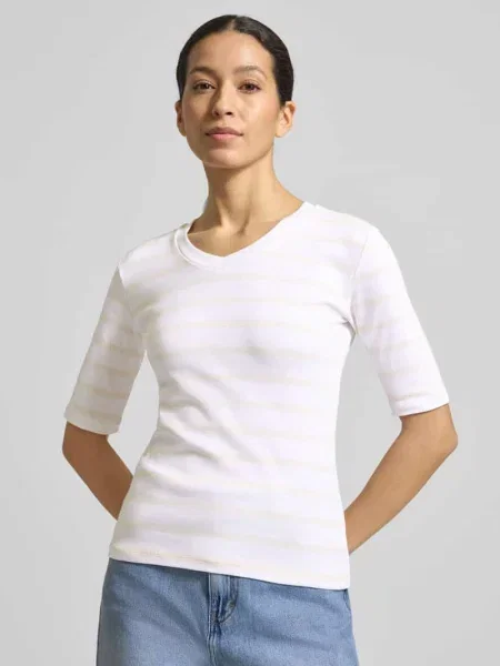 T-shirt z wzorem w i dekoltem w serek Christian Berg Woman