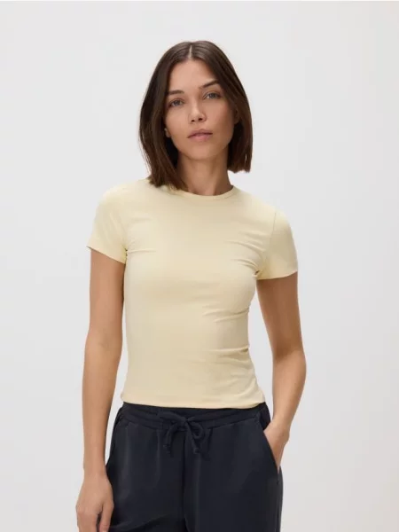 Reserved Tricou simplu galben-deschis galben