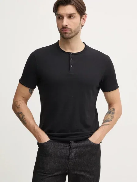 Тениска Sisley бежово с изчистен дизайн черно