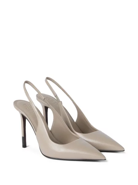 Pantofi cu toc Brunello Cucinelli slingback gri