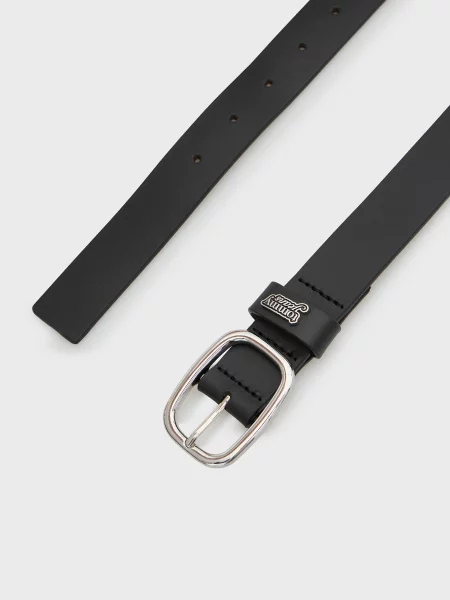 Кожаный ремень Tommy Jeans с пряжкой черный