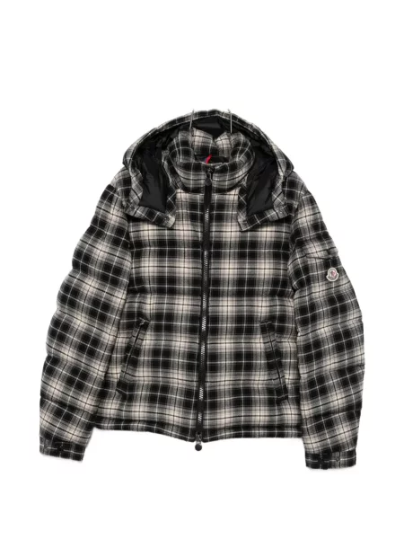 Geacă Moncler în carouri de flanelă albastru