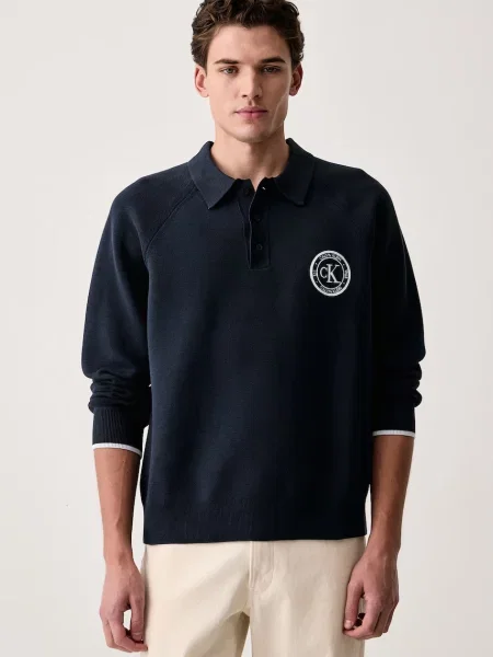 Calvin Klein Jeans pulover z bombažem modra