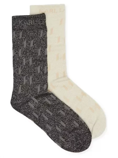 Karl Lagerfeld 2 db-os zokni szett Monogram bézs