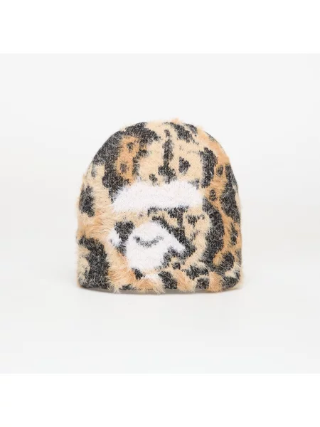 Pletena kapa s šiltom A Bathing Ape® z leopardjim vzorcem bež