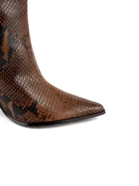 Botine Roberto Festa cu imagine cu model piele de șarpe maro