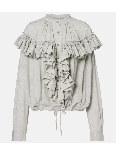 Bluzka Dries Van Noten z falbankami z dżerseju szara