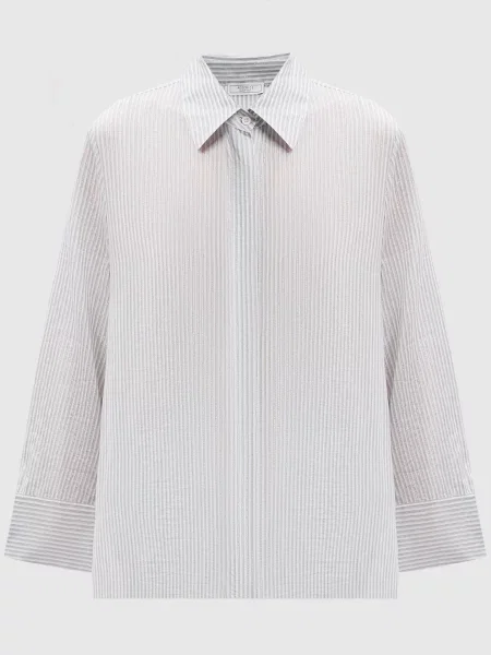 Блуза з шовком в смужку Peserico біла