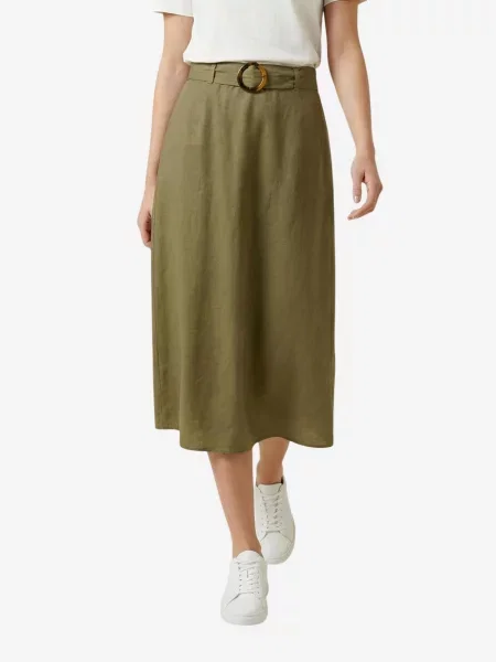 JDY Sukňa Jdymilan Linen Hw Belted Skirt Wvn Dia olivová