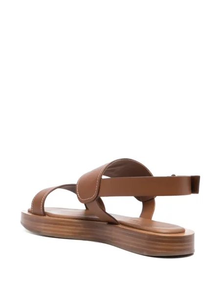 Sandale Max Mara din piele cu autograf maro