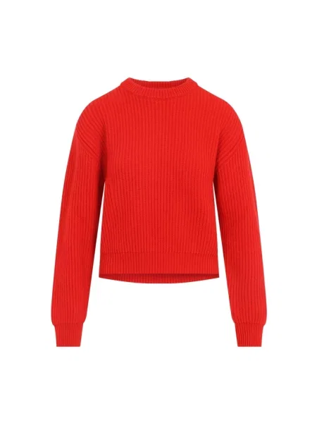 Sweter Jil Sander wełniany w paski czerwony