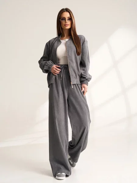 Повсякденні штани ISSA Plus вельвет сірий