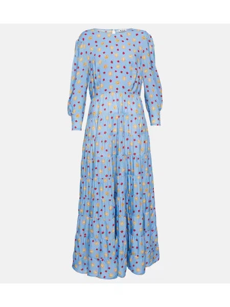 Warstwowa sukienka maxi Rixo z nadrukiem garniturowa niebieska
