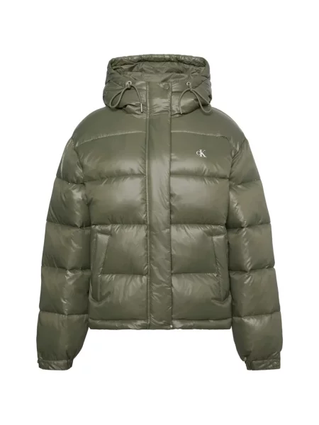 Geacă cu puf Calvin Klein cu glugă verde